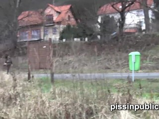 Cute Girls Expose Peeing Pussies And Take A Leak Near The Forest